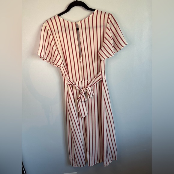 Casual Red & White Striped Midi Dress by Cupcakes and Cashmere - Picture 3 of 4